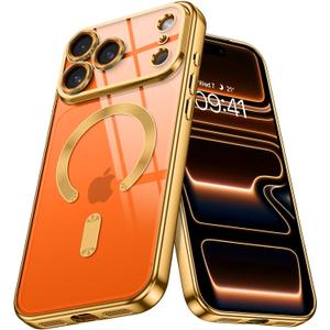 2 x BENTOBEN Clear for iPhone 17 Pro Max Case 2025, Phone Case iPhone 17 Pro Max with MagSafe, Magnetic Plated Slim Lightweight Soft TPU Electroplated Shockproof Bumper Protective Cover, Desert Titanium (Gold)