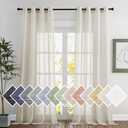 NICETOWN polyester Curtains for Windows 96 inch Length, Grommet Semi Sheer Vertical Drapes Privacy with Light Filtering for Bedroom/Living Room, Natural, W52 x L96, 2 Pieces