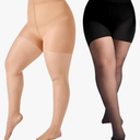 2 Pairs Plus Size Control Top Pantyhose Ultra-High Waist Tights 40D Sheer Shaping Support Stockings