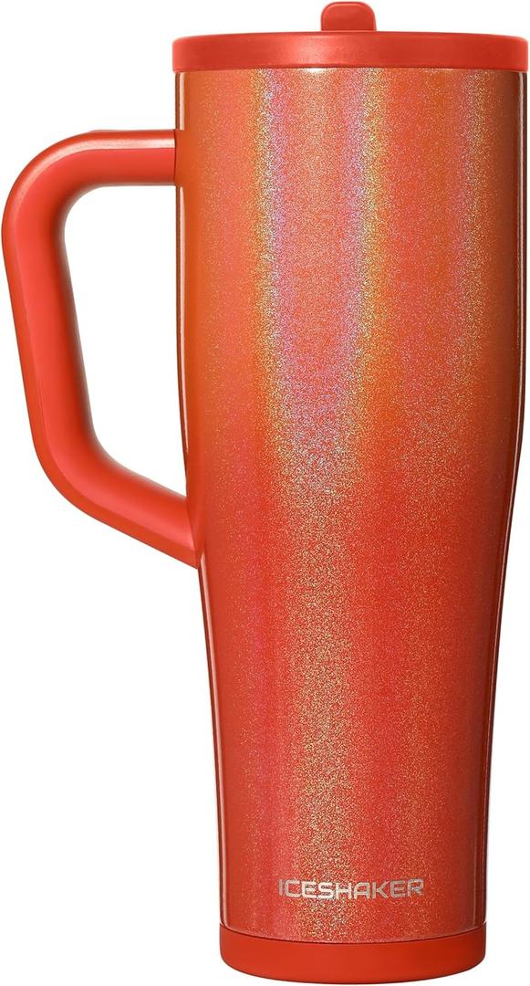 Ice Shaker 40 oz Tumbler with Handle and Straw | 40oz Show Girl | Cold for 30+ Hours | 2-in-1 Tumbler Shaker Bottle | Odor-Free 40 ounce Bottle for Water, Protein Shakes, Smoothies, Cocktails