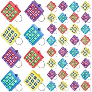 16 Pcs Tac Toe Game Birthday Summer Party Favors Goodie Bags Stuffers for Kids 8-12 Classroom Prize Puzzle Game Treasure Toys Bulk Keychain Pinata Filler Return Gifts for Girl Boy (Classic Color)