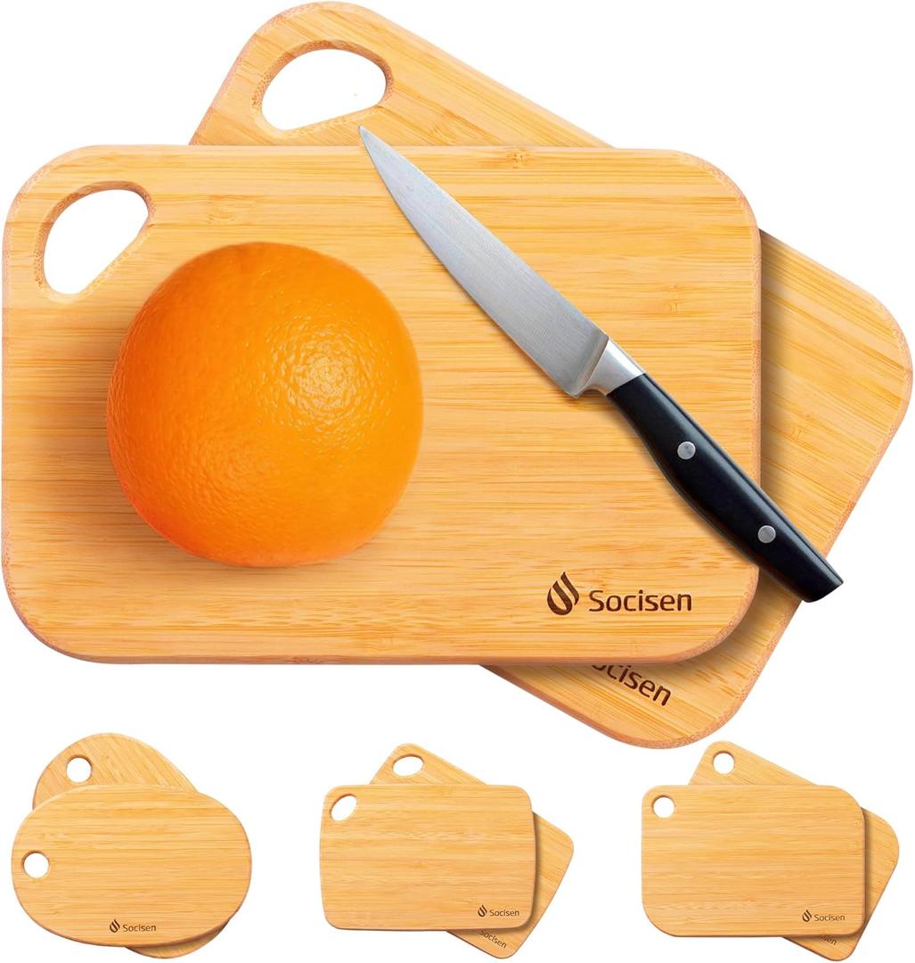 2 Pack Small Bamboo Wood Cutting Board for Kitchen 8.6" x 6" Mini Wooden Charcuterie Boards Lightweight Chopping Board Non Toxic Serving Board Tiny Chef Set Camping Fruit Lemon Sandwich Cheese Board