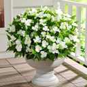 Waipfaru 10 Pcs Artificial Flowers for Outdoors, UV Resistant Faux Flowers for Outdoor Planters, Silk Impatiens Bouquet White Spring Artificial Plants for Garden Porch Patio Balcony Yard Decoration