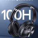 TAGRY Hybrid Active Noise Cancelling Headphones 100H Playtime Wireless Over Ear Bluetooth Headphone with Fast Charging Hi-Res Audio Comfort Earcups Headsets for Travel Home Office Phone PC Black
