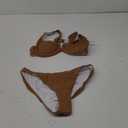 VOLAFA Women's Triangle Bikini Set Textured Push Up Underwire Solid Cheeky Two Piece Swimsuit Bathing Suit (Large, Coffee)