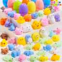 JOYIN 48 Pcs Easter Prefilled Eggs with Mochi Squishy Toys, Animal Stress Reliever Squishy Toy for Easter Egg Hunt, Kids Party Favor, Basket Stuffers, Goodie Bag Fillers, Classroom Prize Supplies