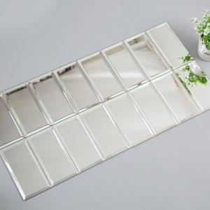 Diflart Beveled Mirror Backsplash Tiles for Kitchen, Silver Subway, 3x6 Inch, Mirror TIile for Bathroom Accent Wall, Pack of 5 Sq.ft