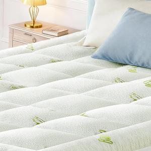 Mattress Topper Queen, Cooling Thick Breathable Viscose Made from Bamboo, Mattress Pad for Back Pain Relief, Bed Topper Mattress Cover with 8-16 Inch Deep Pocket (Green)