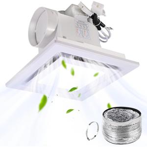 FEITON Square Bathroom Exhaust Fan with LED Light, 110 CFM 30W 4 Inch Duct, 110-220V 1.0 Sones Quiet Bathroom Ventilation Fan Light Combo Ceiling Mount FEITON Square Bathroom Exhaust Fan with LED Light, 110 CFM 30W 4 Inch Duct, 110-220V 1.0 Sones Quiet Bathroom Ventilation Fan Light Combo Ceiling Mount