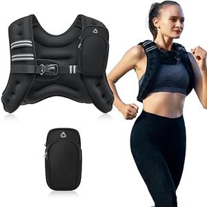 ZELUS Weighted Vest for Strength Training, 5kg/7kg/9kg/11kg/14kg Adjustable Exercise Equipment for Home Gym, Iron Sand Weight Vest with Armband Holder for Men Women Fitness Workout Cardio