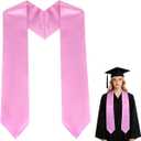 60 Inch Graduation Stole, Plain Graduation Sash Unisex Graduation Stole Class of 2026 2025 for Academic and Choral (Pink)