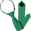 Boys Tie Pocket Square Set Pre-tied Adjustable Kids Solid Color Necktie for Age 8-12 Years with Gift Box (Emerald Green)