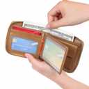 GERUOLA Men's Shielded Wallet Zipper Leather Wallet Men's Bifold RFID Card Case Wallets for Men (Khaki)