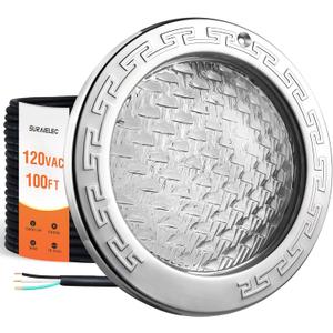 SURAIELEC 10 Inch 120V LED Pool Lights for Inground Pool, 5000 Lumen Cool White Inground Pool Light, 50W LED (500W Equivalent), Fits 10" Wet Niches, 100 FT Cord, Ultra Bright Upgrade