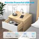 CCCEI 6 Outlets Dual Side Recessed Power Strip with USB C Ports, Furniture Flush Mount, Under Desk, Desk Top Multiple Outlets, Hidden Charging Station for Conference Table, Nightstand, White. 10FT.