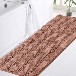 Turquoize Bath Mat, 47 x 17, Muted Clay, Plush Chenille, Non-Slip, Machine Washable