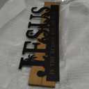 Pinkunn Metal Nativity Sets for Christmas Decorations Black Metal Nativity Scene with Wooden Base for Christmas Xmas Home Indoor Office Kitchen Table Shelf Mantel Tabletop Decor(Jesus)