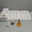 6 PCS Golden Hurricane Candle Holders - Tall Taper Fluted Candle Holder Set, Removable Glass Windproof Brass Candlestick Holders, Anti-Slip Metal Base, Elegant Table Decor for Wedding, Party