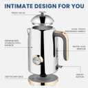 SUSTEAS Electric Kettle - 57oz Hot Tea Water Boiler with Thermometer, 1500W Fast Heating Stainless Steel Pot, Cordless LED Indicator, Auto Shut-Off & Boil Dry Protection, Glossy Silver