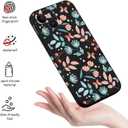 for iPhone 14 Case Flower Creativity Pattern Design Soft Silicone Slim Shockproof Phone Cover for iPhone 14, 6.1 inch-Leaf Black