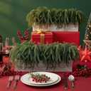 Weysat 2 Pack Artificial Christmas Norfolk Pine with Rustic Wooden Pot Realistic Norfolk Faux Greenery Pine Stems Christmas Fake Cedar Stems for Xmas Home New Year Winter(16.14 x 3.7 x 8.66 Inch)