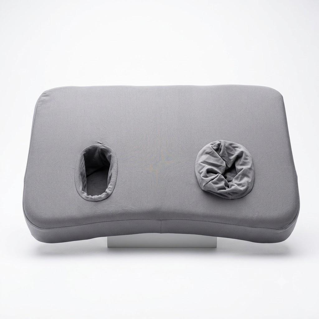 Cervical Neck Pillow, Memory Foam Pillows with Neck Support, Ear Piercing Pillow, Orthopedic Bed Pillow for Earplugs&Headphones, Gray 