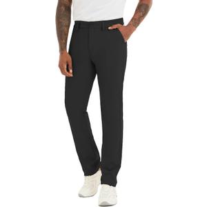 Mens Slim Fit Golf Pants, Lightweight Comfortable Dress Pants Slacks Trousers for Work & Casual with Pockets, 30"/32"/34" (Black)