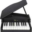 PLAMILOY Kids Grand Piano, 25-Key Wooden Piano for Kids, Digital Toy Piano with Openable Lid, Realistic Musical Instrument for Toddlers and Beginners, Black, Mini