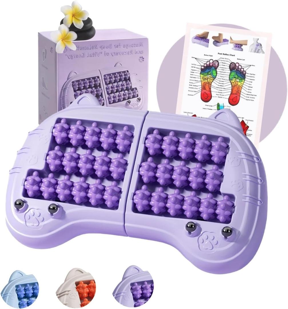 Foot Roller Massager for Plantar Fasciitis Relief, Large Size, Eases Foot Pain & Cold Feet, Enhances Circulation, Portable, Split into Two, Full-Body Washable, Purple