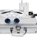 EustomA 2.5X Binocular Loupes Optical Glasses +3W LED Headlight Lamp with Filter + Aluminum Box Silver