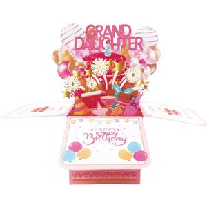 2 x Asmallgf Great Birthday Gifts Card for Granddaughter Adult Kid, Happy Birthday Popup Card from Grandma Grandpa, Money Box from Nana