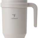 REDUCE Reusable 50 oz Cold1 Water Tumbler – Ergonomic Handle – Double-Wall Insulation – Sturdy Desktop/Tabletop Mug with Lid and Straw – BPA-Free – Stainless Steel for Gym, Home, Office – Casa Blanca