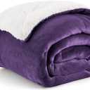 Bedsure GentleSoft Sherpa Fleece Twin Size Blanket for Couch, Non-Heated, Thick and Warm Throw Gifts for Women and Girls, Soft Fuzzy Plush Twin Blanket for Winter, Purple, 60x80 Inches