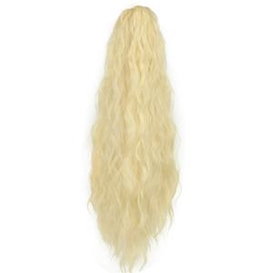 Youllyuu 24'' Claw On Ponytailtail Synthetic Wavy Curly Hairpiece Brown Blonde Clip On Hair Extensions 613 24IN Youllyuu 24'' Claw On Ponytailtail Synthetic Wavy Curly Hairpiece Brown Blonde Clip On Hair Extensions 613 24IN