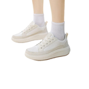 Womens Walking Shoes Arch Support Orthotic Plantar Fasciitis Retro Sneakers with Side Zipper Lace up Thick Sole Comfortable Non Slip Shoes for Women with Waterproof Pu Casual Shoe
40