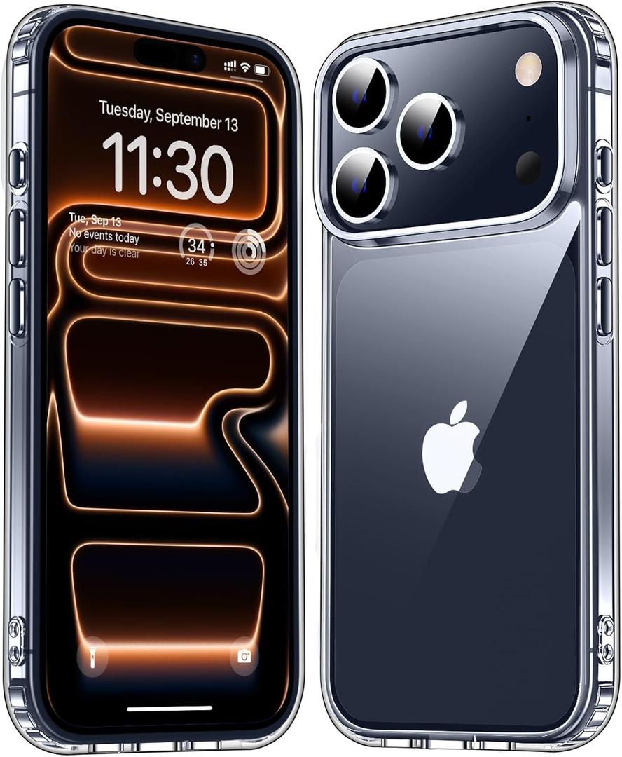 2 x MOZOTER for iPhone 17 Pro Max Case Clear,[Anti-Yellowing] [Non-Slip] Shockproof Bumper Phone Cover,Slim Thin Cute Case for iPhone 17 Pro Max 6.9 inch-Clear