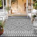 Wonnitar Outdoor Rug 6x9, Waterproof Patios Rug Reversible Plastic Straw Rug, Large Outside Area Rug, Portable Camper RV Mat, Indoor Outdoor Carpet for Picnic Balcony Backyard Porch Deck, Grey