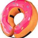 Grand Line Donut Inflatable Collar for Dogs and Cats, Soft Recovery Dog Cone After Surgery, Protective Pet Neck Cone for Small, Medium, Large Dogs, Not Block Vision (Pink, L)