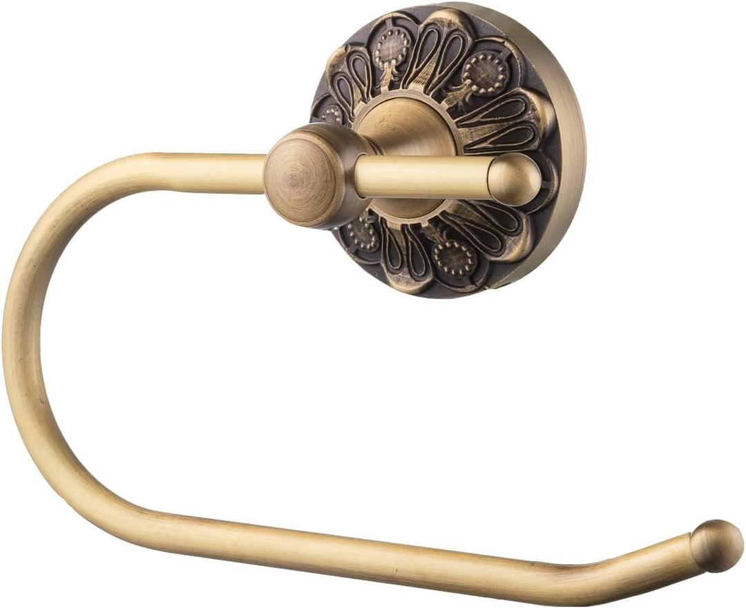 Antique Brass Toilet Roll Holder Brush Bronze Wall Mounted Toilet Roll Holder Open Arm Towel Holder Tissue Roll Holder for Bathroom Kitchen (Brush Bronze)