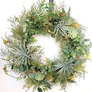 Idyllic 22 Inches Artificial Succulents Spring Wreath for Front Door Winter Wreath Suitable for Indoor and Home Decoration