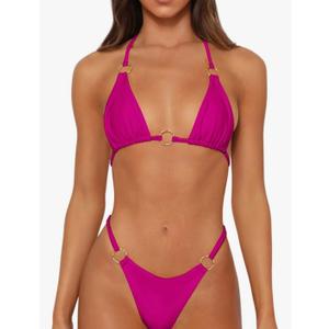 Sexy Bikinis for Women 2 Piece Bikini Spaghetti Strap Swimsuits Solid Color Bathing Swimwear Triangle Bathing Suit XL