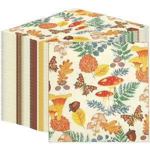 Talking Tables 100 x Disposable Fall Paper Napkins - Made in USA -2ply Recyclable Disposable Bulk Serviettes Decoupage Autumnal Patterned Napkin Thanksgiving Harvest Woodland Mushrooms Christmas