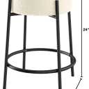 Nathan James Isaac 24" Modern Backless Bar Stool with Round Soft Padded Boucle Seat and Metal Mid-Century Base, Boucle White/Black