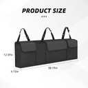 Car Trunk Organizer, Backseat Hanging Large Storage with Adjustable Straps,Waterproof PVC Collapsible Cargo Bag, Car Interior Accessories for Auto SUV MPV (Black)