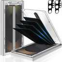 MOHAVE 4 Pack Privacy Screen Protector for SAMSUNG Galaxy S25 Ultra 6.9" with 2 Pack Camera Lens Protector [Auto Alignment/Dust Removal] Anti Spy Tempered Glass [Military Grade Shatterproof] 100% Ultrasonic Fingerprint ID Unlock