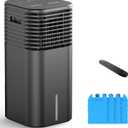24" Windowless Portable Air Conditioner, 15H Timer & 120°Oscillation, 3-IN-1 Portable AC Unit with Remote, 2-Gal Tank, 3 Modes & 3 Speeds, Ultra-Quiet Ventless Swamp Cooler for Room Home Office, Inky