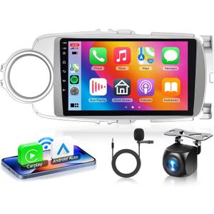 2G+64G Android 13 Car Stereo for Toyota Yaris 2012-2017 with Wireless Carplay Android Auto, 9 Inch Touch Screen Radio Support GPS/WiFi/Bluetooth/FM/SWC/Backup Camera