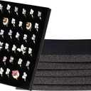 Juvale 6-Pack Black Velvet Ring Organizer & Jewelry Box Inserts - 36-Slot Foam Insert Tray for Stud Earrings & Rings (7.5 x 5.5 x 0.5 in) - Jewelry Foam