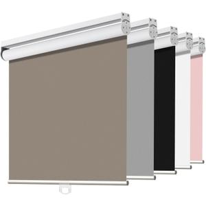 Joydeco Cordless Roller Shades Blackout Blinds for Windows Room Darkening Rolled Up Shades with Spring System, UV Protection Window Shades Door Blinds for Home and Office (35 "W x 75" H, Coffee)