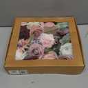 Dusty Rose and Burgundy Artificial Flowers Combo Box, Fake Blush Roses with Pink Silk Daisy, Faux Floral Arrangements with Stems for DIY Wedding Bouquets Centerpieces Bridal Shower Decorations